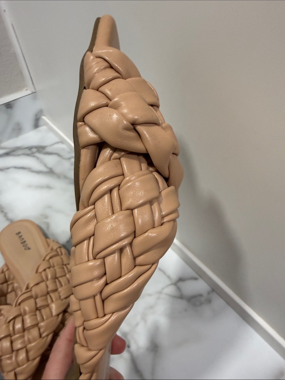 Bamboo Braided Slide Sandals Nude Tan Size 8 - Picture 7 of 8